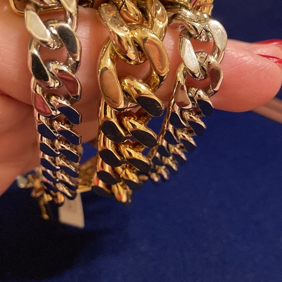 NWT Coach multicolored rhinestone heart pendant & silver/gold LG link bracelet - Picture 10 of 16